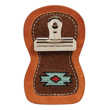 Weaver Premium Leather Horse Show Number Holder Clip Western Navajo Style Show Tack